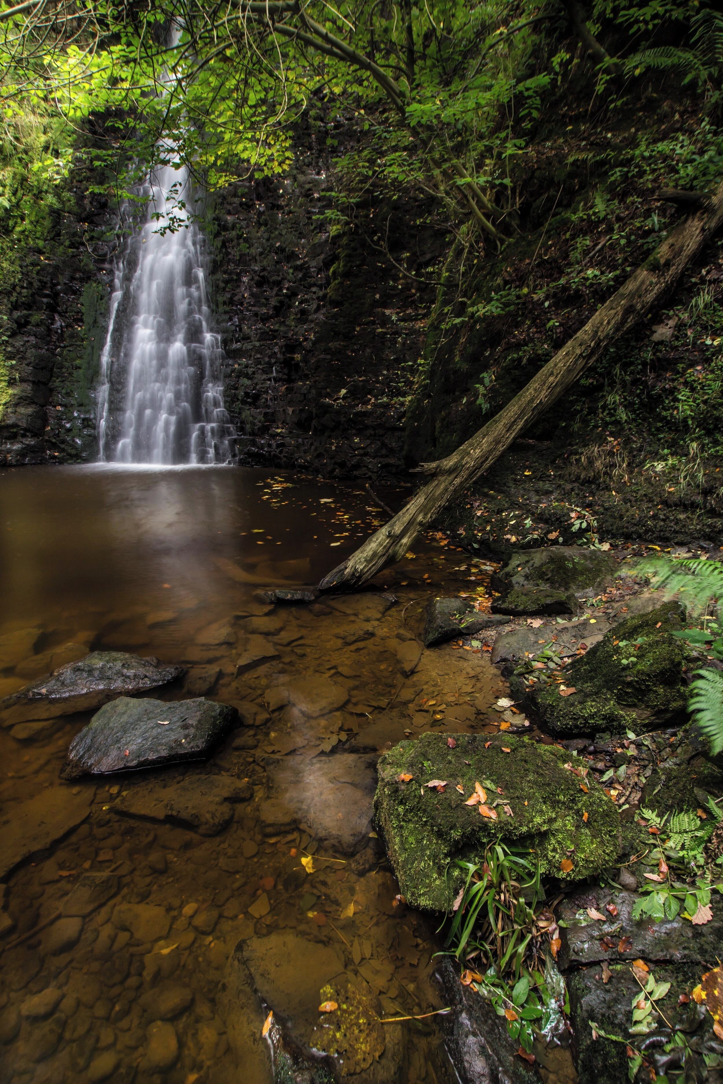 Taken at the base of Falling Foss waterfall unfortunately there is not much water coming over the top.  