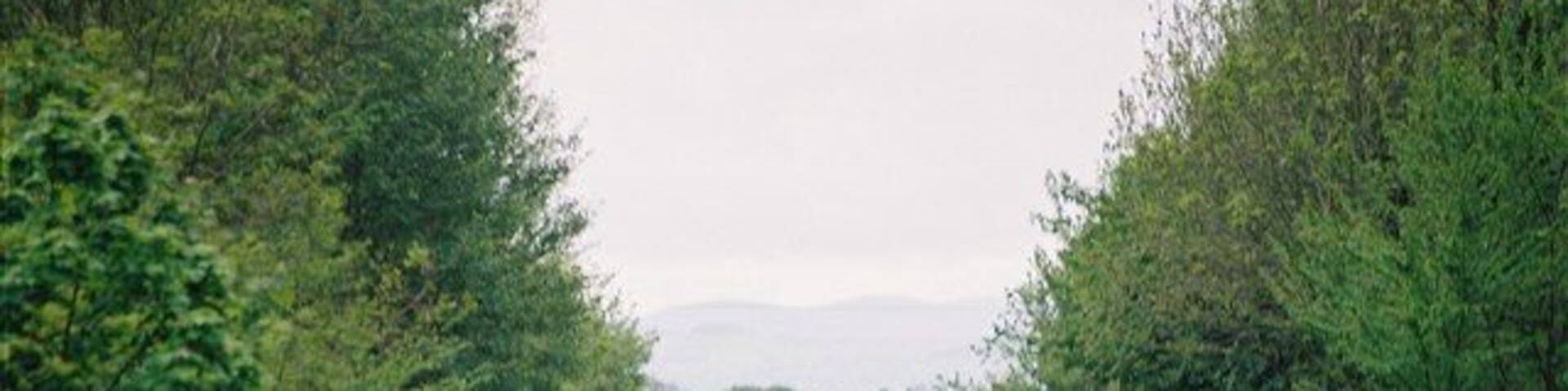 Llangollen Canal - Cornhill Bridge. Looking west to Cornhill Bridge and the distant Welsh hills.