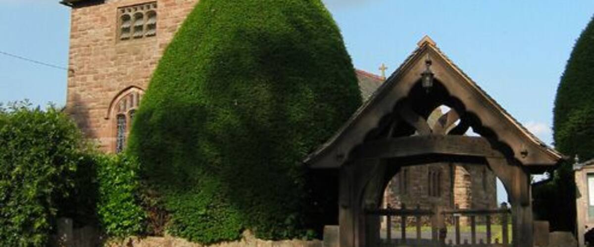 St Wenefrede's parish church, Bickley, Cheshire, seen from the southwest