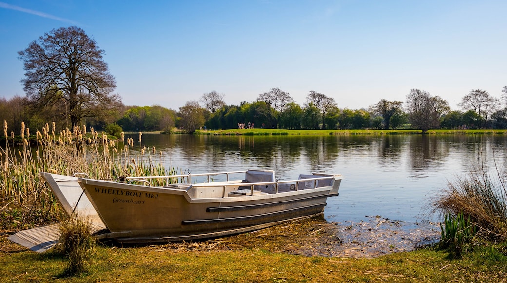 Whitchurch, Shropshire, England - 04/19/19: Landscape picture of Alderford lake, Whitchurch, North Shropshire, England, United Kingdom in spring on sunny day