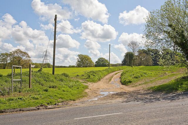 Castle Farm Lane Access road to a few properties and also a footpath. Looking across A32.