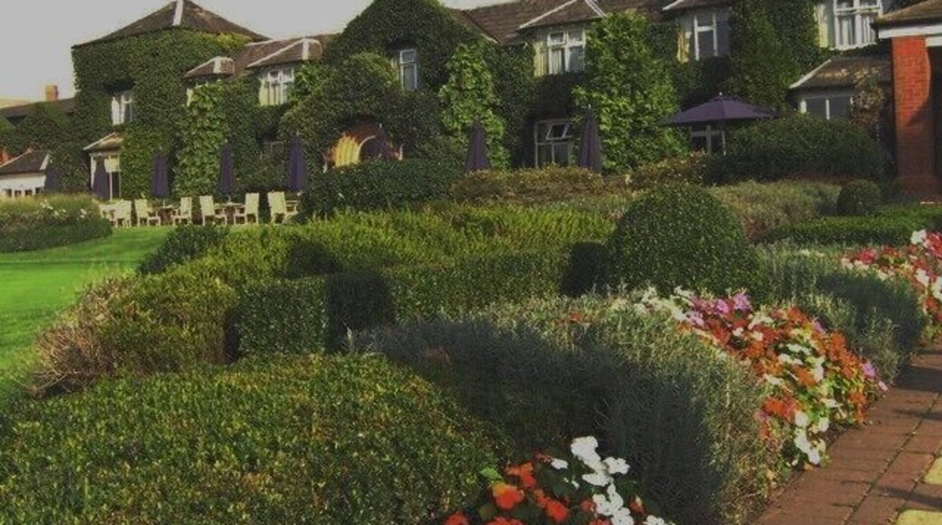 The Belfry Golf Centre. Home of the Ryder cup. Three good golf courses, hotel and facilities. Looking at French Restaurant across putting green.