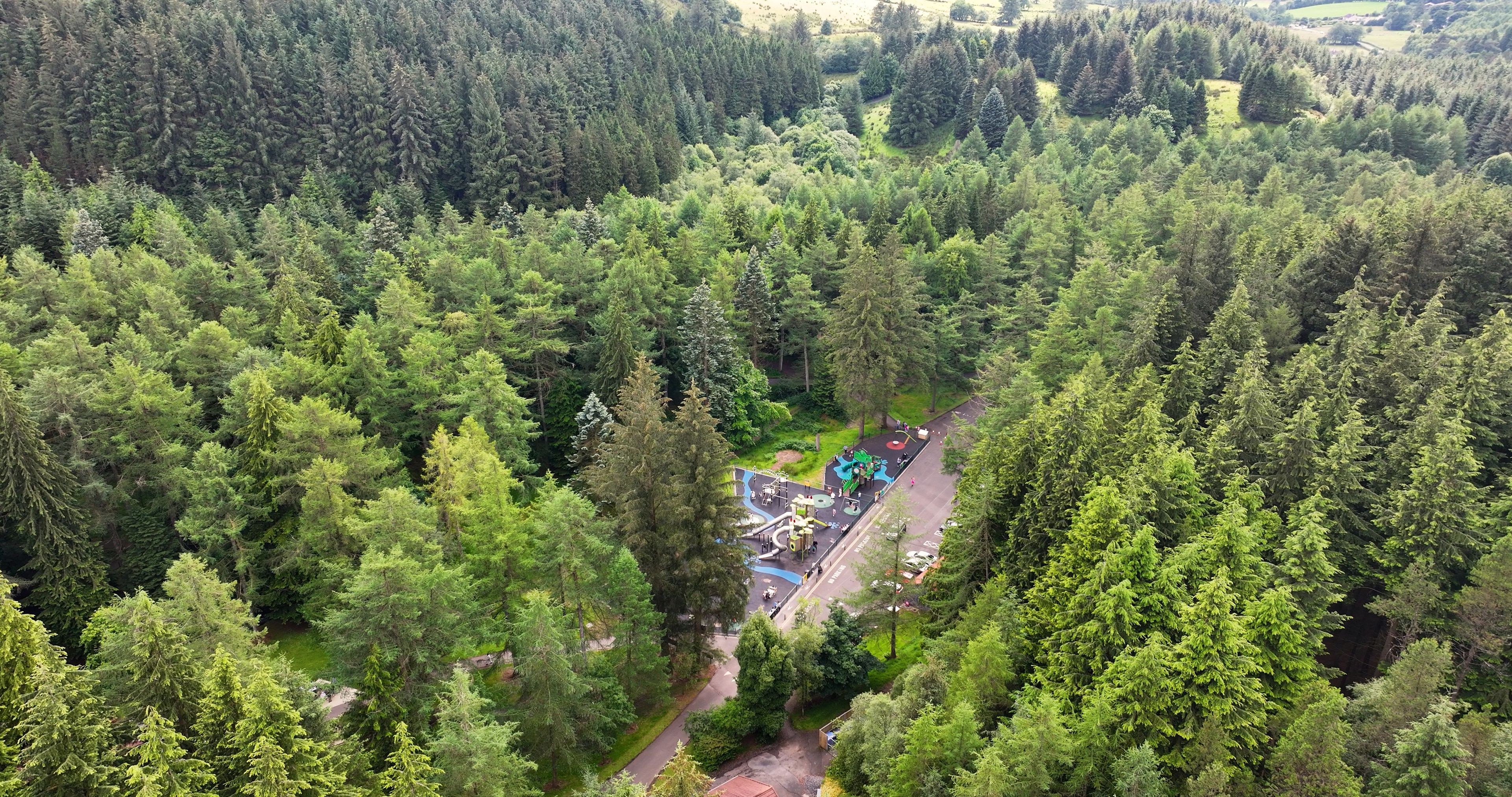 Aerial View of the Gortin Glen Forest Park Omagh County Tyrone Northern Ireland