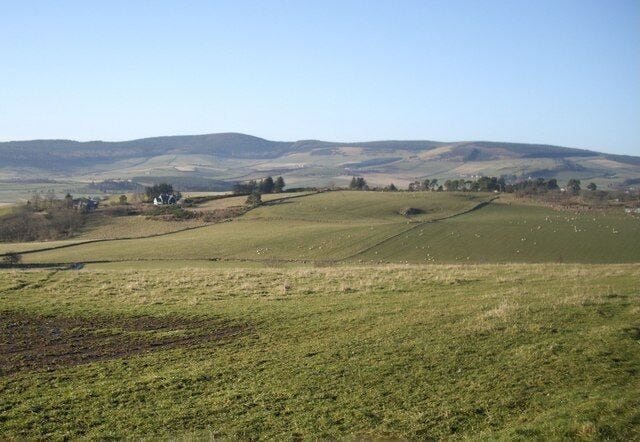 View NW from plantation summit Milltown of Auchlossan on the left.