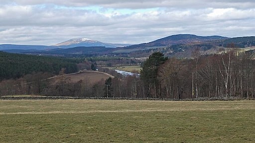 Looking north west from Lower Tillydrine View along the valley of the River Dee as far as Morven (on the skyline).