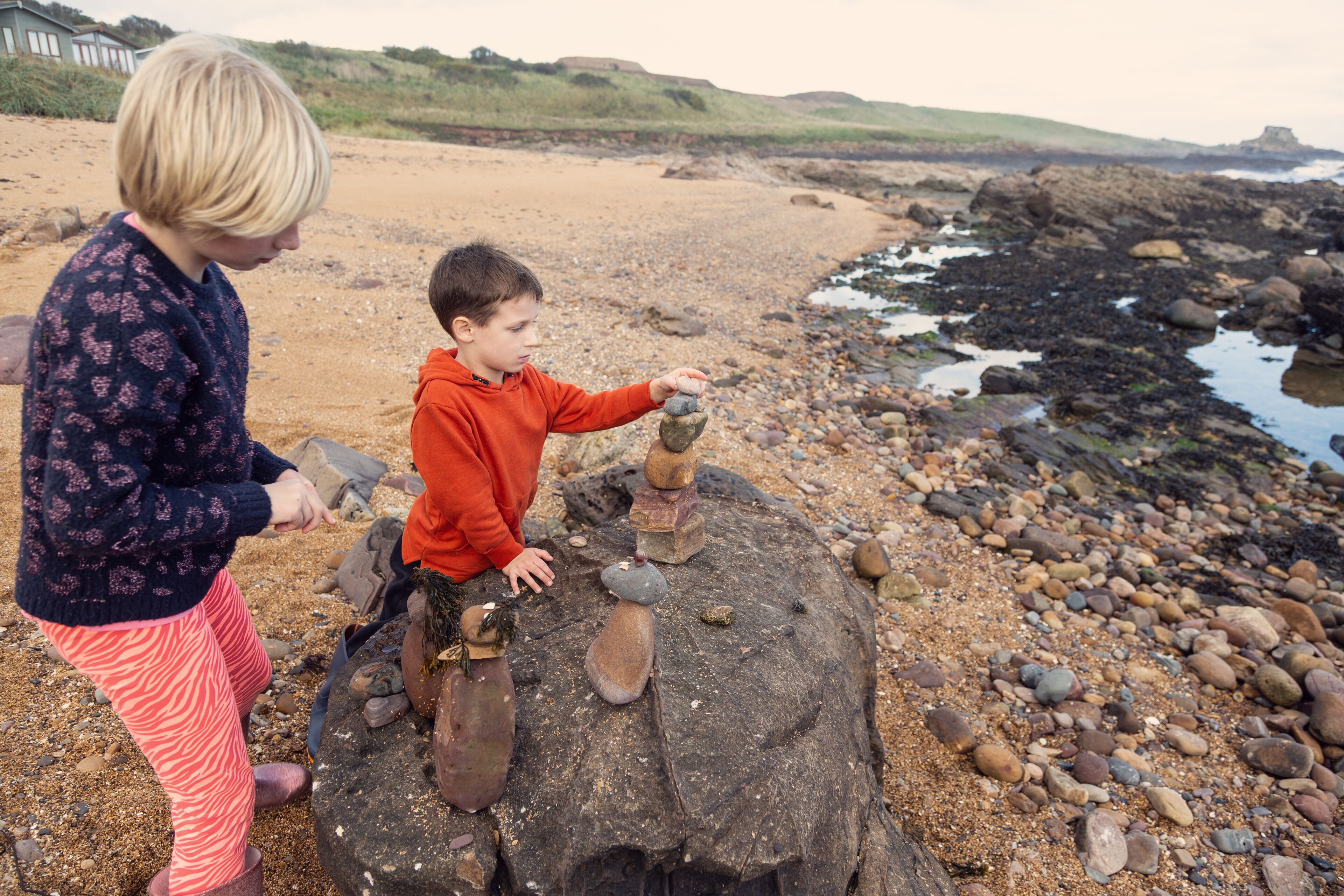 This is such a great pastime at the beach, get your kids to collect small rocks and seaweed and other things you find on the beach and build little people or animals.