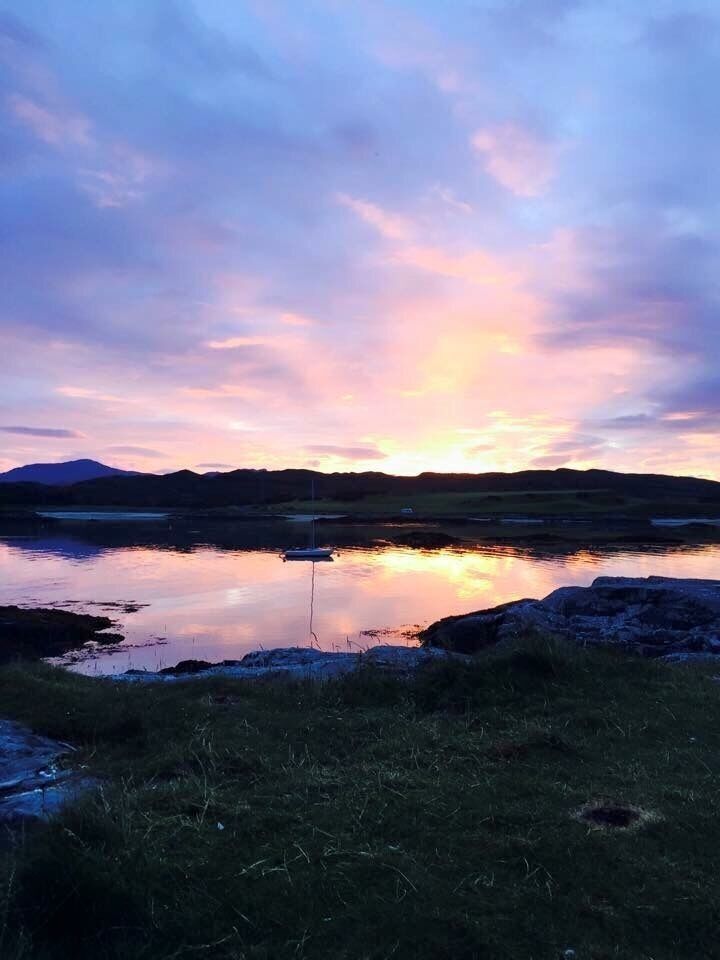 Waking up to this sunrise from my little tent in Arisaig on the West coast of Scotland - heaven on Earth!
