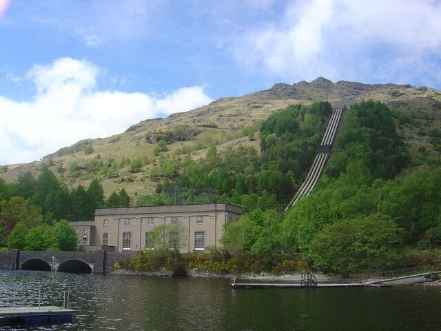 Loch Sloy hydro-electric power station. Photo taken from Inveruglas visitor centre.