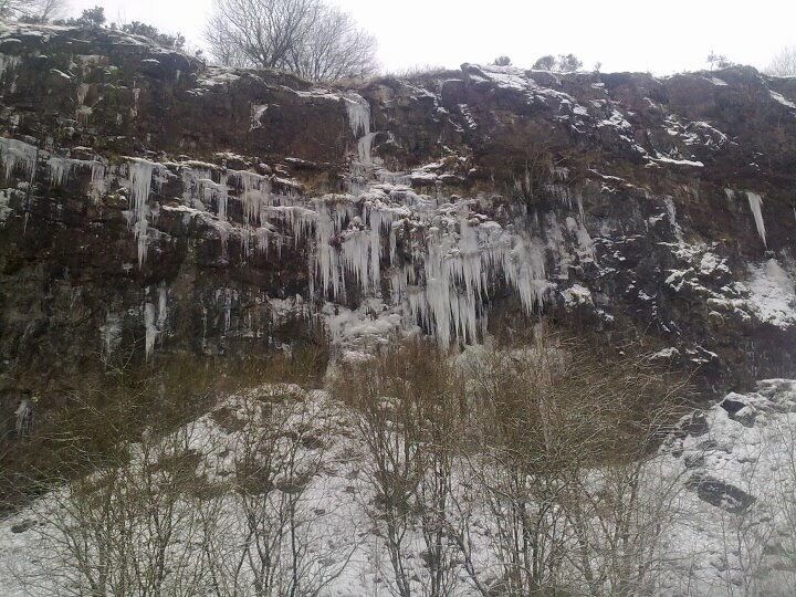 Icicles up the quarry