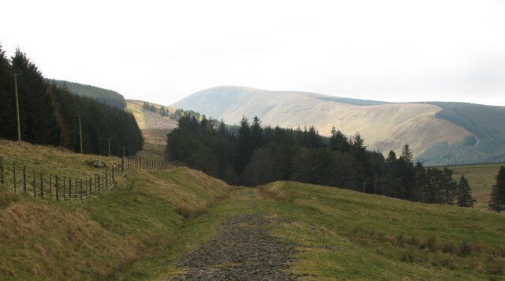 Dismantled railway Railway built to aid the construction of the Talla Reservoir. Garelet Hill can be seen in the distance.