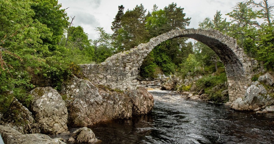 The old cattle bridge at Carrbridge in the cairngorms national park