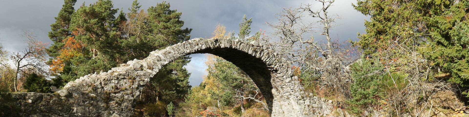 The fabulous old packhorse bridge in Carrbridge in the Cairngorms National Park is the oldest stone bridge in the Highlands of Scotland.