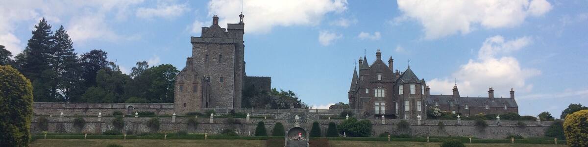 Drummond castle and its gardens including a tree planted by Queen Victoria in 1842 - I wonder if she realised just how much it would grow !!!