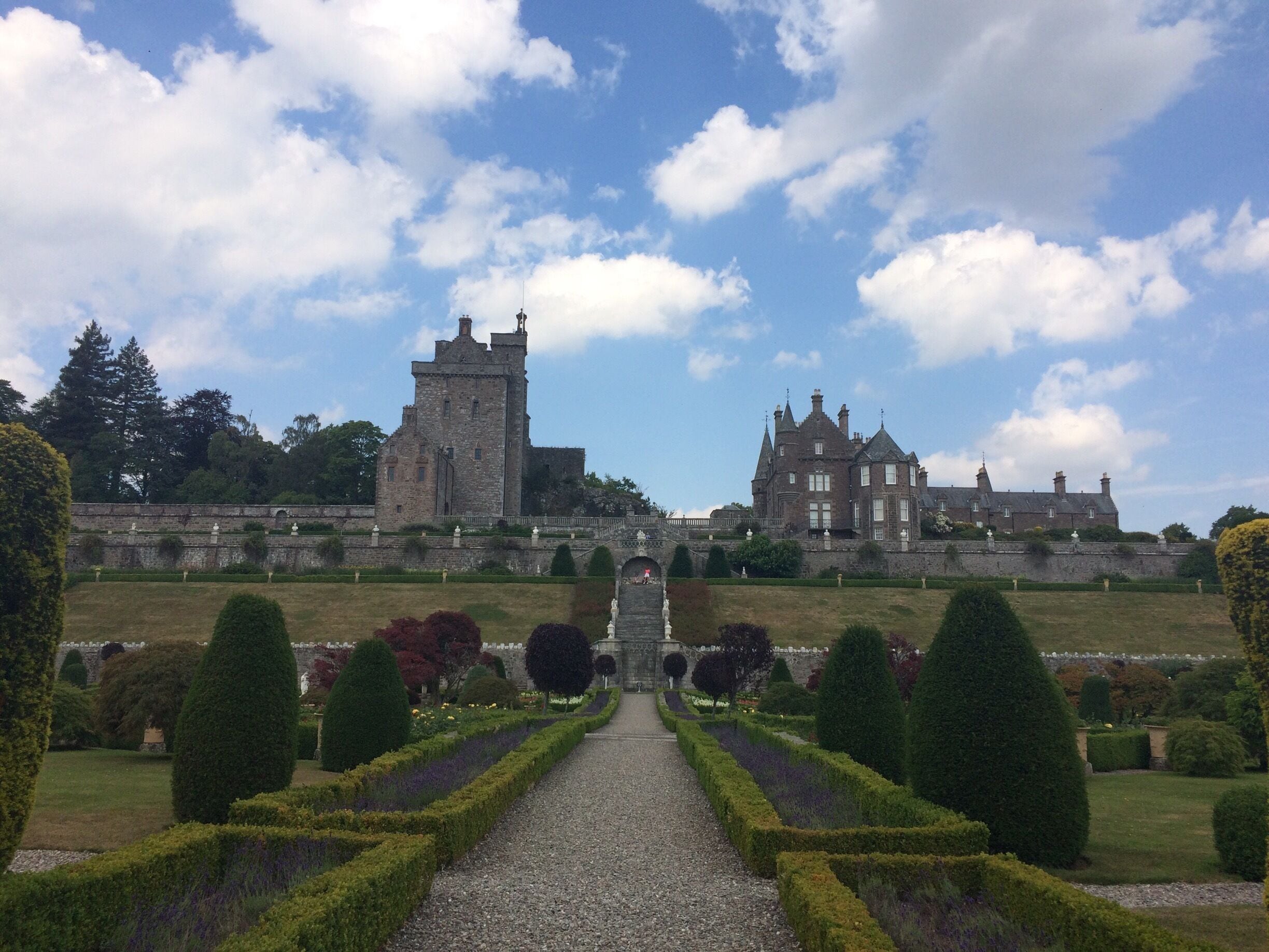 Drummond castle and its gardens including a tree planted by Queen Victoria in 1842 - I wonder if she realised just how much it would grow !!!