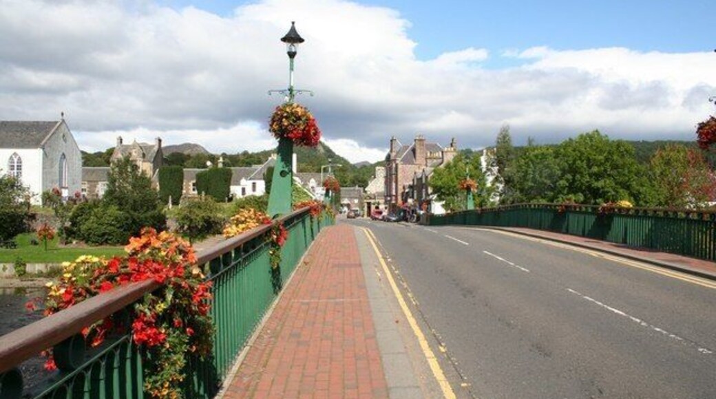 Dalginross Bridge in Summer Looking towards Comrie Bridge Street over the river.