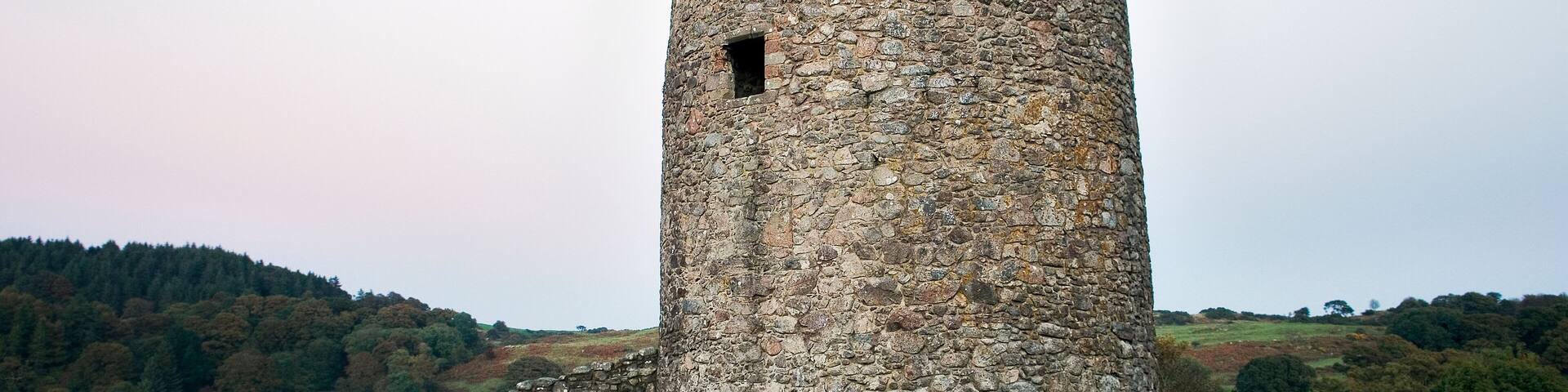 Orchardton Tower, an ancient fortified round tower house near Dalbeattie in the Dumfries and Galloway region of SW Scotland