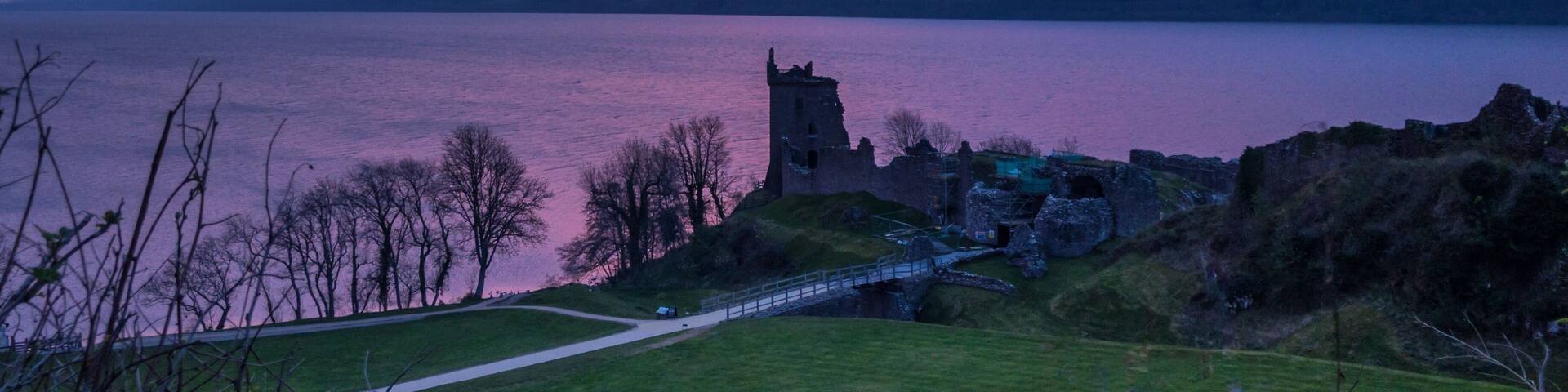 Early sun rise from the Loch Ness over the Urqhart castle from this morning.