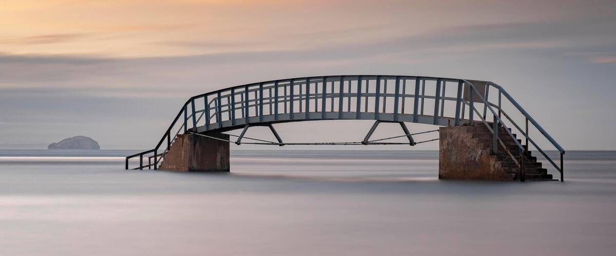 Known locally as the Bridge to Knowhere. Bass Rock in the background.