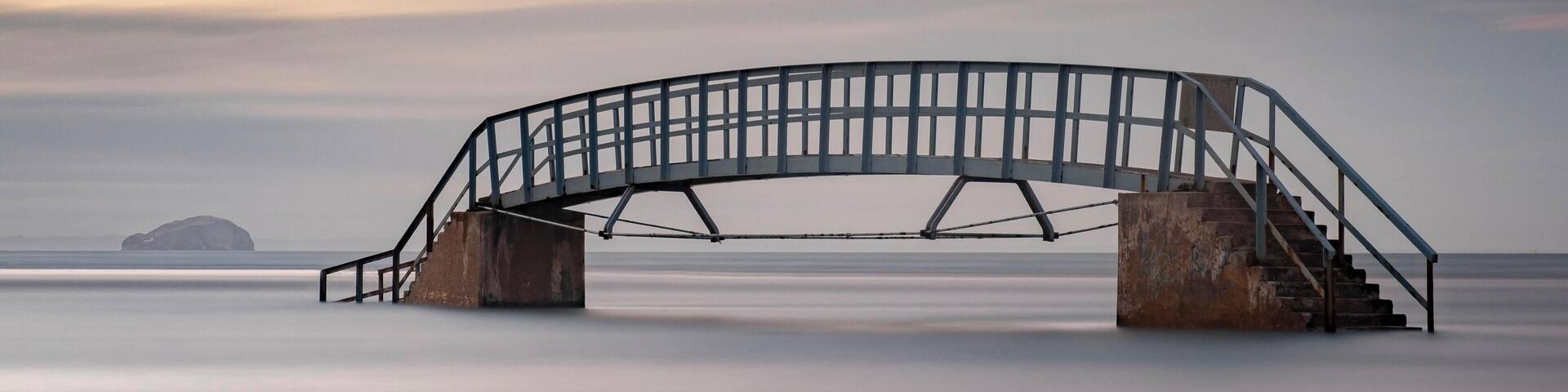 Known locally as the Bridge to Knowhere. Bass Rock in the background.