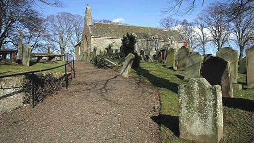 Swinton Kirk This 1729 kirk was extensively rebuilt on an earlier site of medieval fragments with later additions in 1782, 1837 and 1910. Although the first written record of a church on this site is in 1098, Christian worship has taken place in Swinton for over 1300 years. The bell, called Mary, is also known as the Flodden Bell, as it was rung in 1513 to sound the death of King James IV and many of his followers at the Battle of Flodden. The bell is inscribed:- MARIA EST NOMEN MEUM, 1499 (Mary is my name, 1499) (Source: Borders and Berwick, an Architectural Guide by Charles Alexander Strang and a Swinton Kirk information leaflet).
