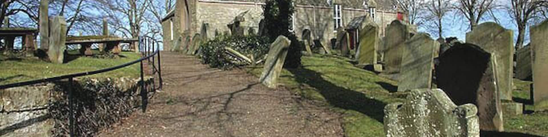 Swinton Kirk This 1729 kirk was extensively rebuilt on an earlier site of medieval fragments with later additions in 1782, 1837 and 1910. Although the first written record of a church on this site is in 1098, Christian worship has taken place in Swinton for over 1300 years. The bell, called Mary, is also known as the Flodden Bell, as it was rung in 1513 to sound the death of King James IV and many of his followers at the Battle of Flodden. The bell is inscribed:- ÂMARIA EST NOMEN MEUM, 1499Â (Mary is my name, 1499) (Source: Borders and Berwick, an Architectural Guide by Charles Alexander Strang and a Swinton Kirk information leaflet).