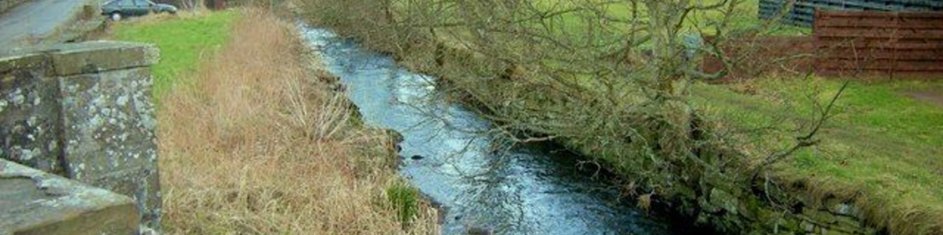 Vinny Water, Letham, Angus, looking downstream Picture taken from the Bridge over the Vinny Water at The Den, Letham.