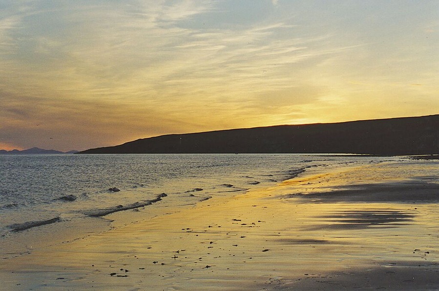 Sunset from Sands beach Late summer evenings here can be superb. The Outer Hebrides can be seen on the left.