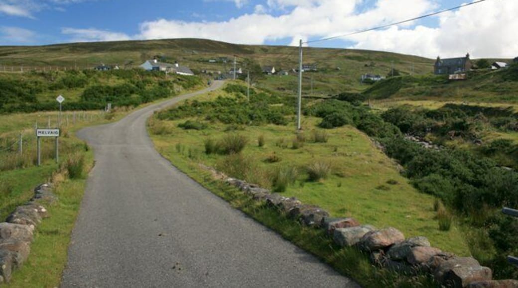 Approaching Melvaig A steep climb after crossing the Allt Loch na Cloiche Gile greets travellers to Melvaig.