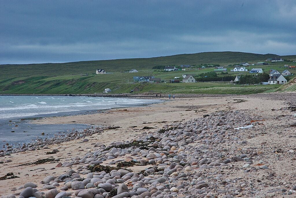 The beach by Big Sand Looking along the superb beach towards the township.