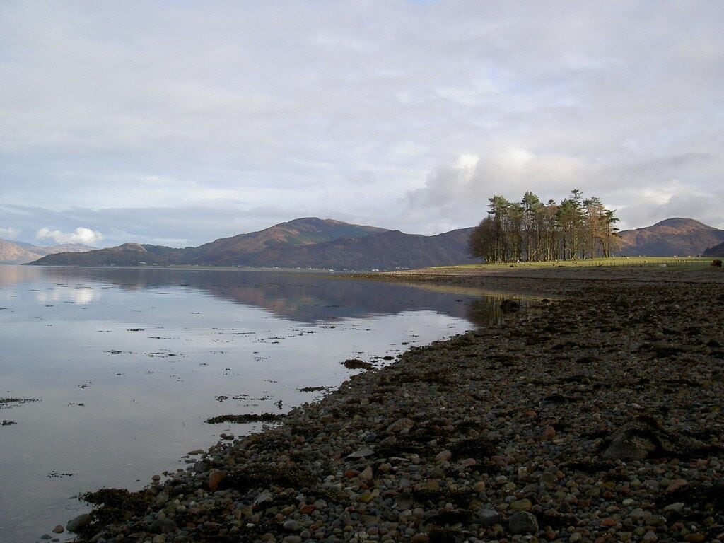 Pebble beach on Loch Linnhe The quiet shoreline on the promontory of Ardsheal