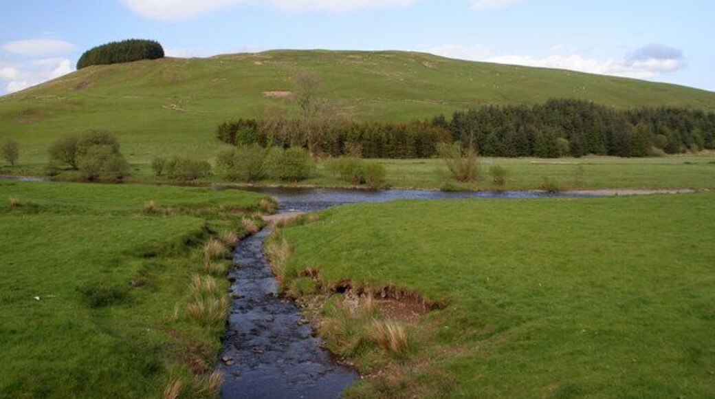 Eskdalemuir View from Holm in Eskdalemuir looking across White Esk towards Clerk Hill.