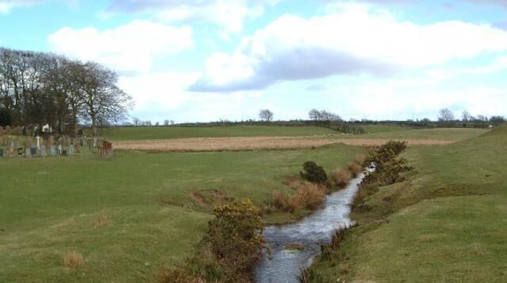Stream by Dalton church Unnamed watercourse near Dalton church, the graveyard of which can be seen on the left of the picture.