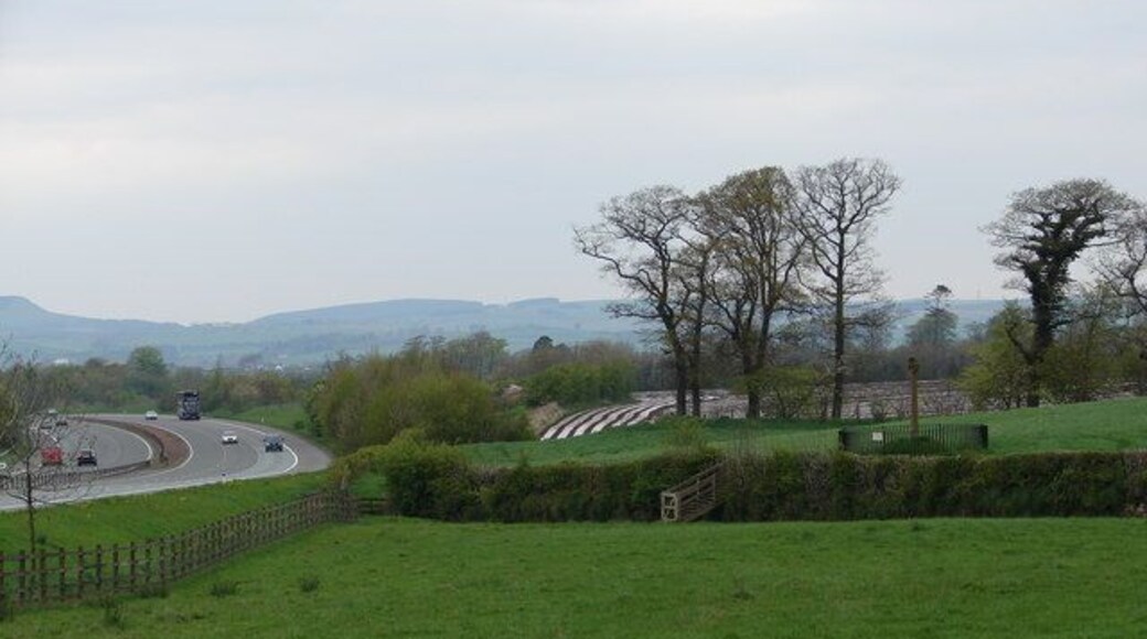Merkland Cross & Motorway The Merkland Cross (Historic Scotland) stands in a field near Kirtlebridge, where it has been long before a road was build, let alone the modern A74(M).