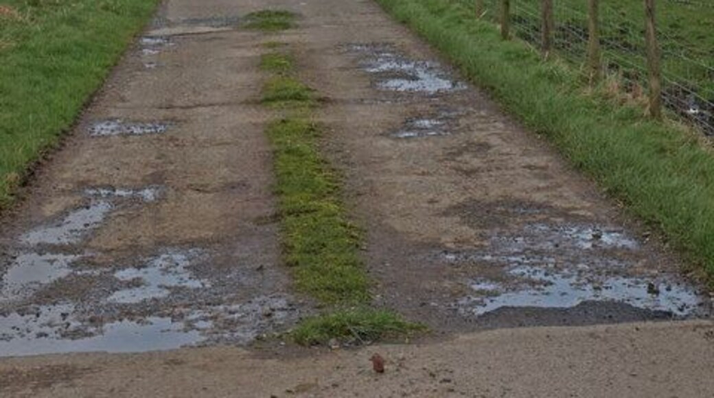 Concrete farm road Fauldingcleuch Farm.