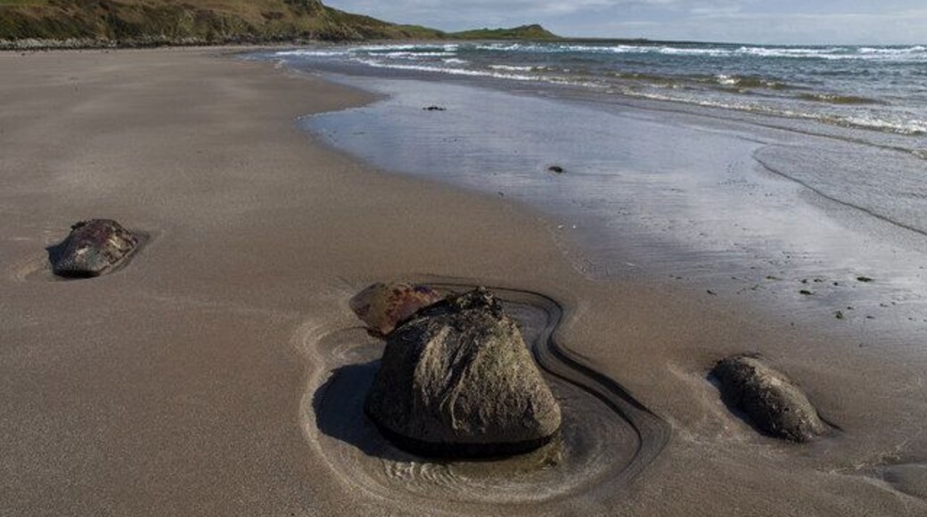 Monreith Beach A well known beach for fishing. Looking east towards Kirkmaiden and St Medans golf course.