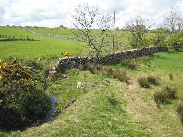 Borrowmoss Burn A small stream which drains direct into Wigtown Bay. Seen from the A714 Newton Stewart to Wigtown road.