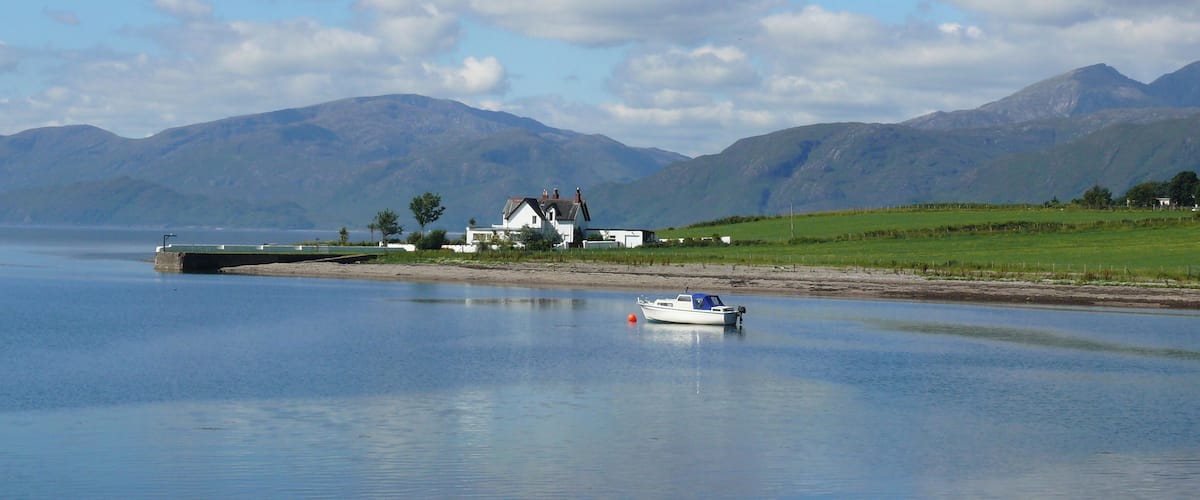 The shores of Loch Linnhe at Onich, Scotland.