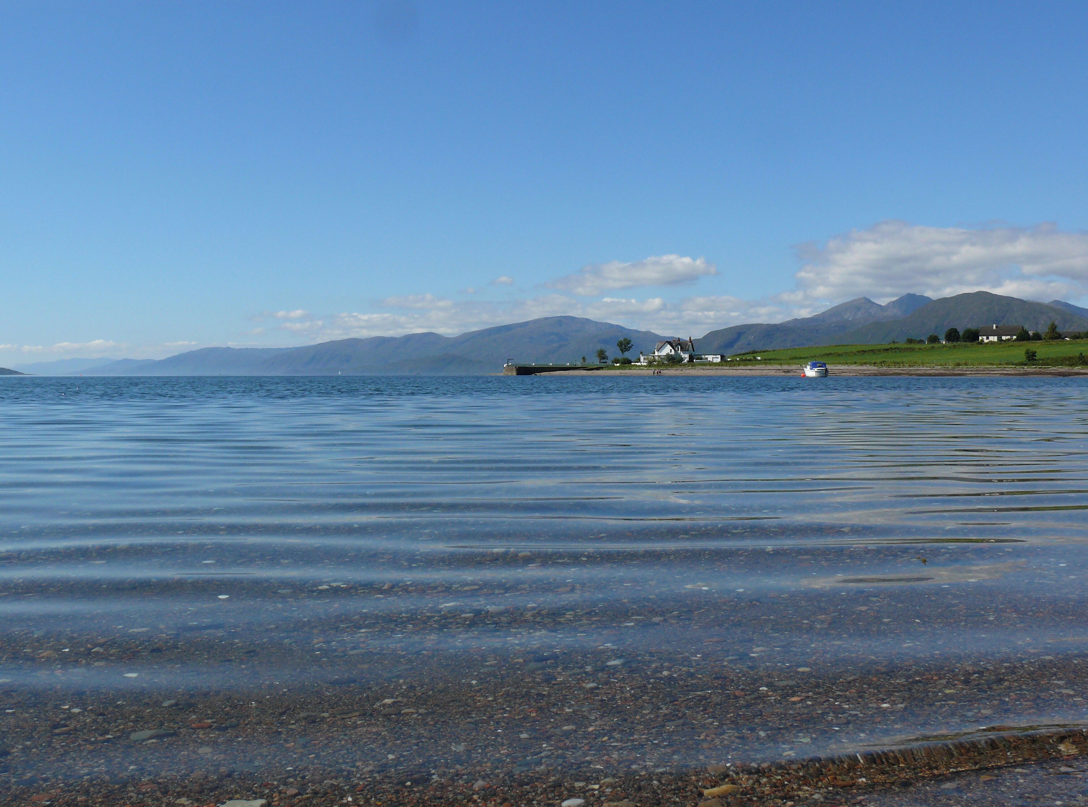 The shores of Loch Linnhe at Onich, Scotland.