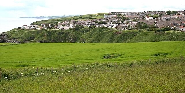 Newtonhill Looking across the gully of the Burn of Elsick to the village, which stands on the clifftop.