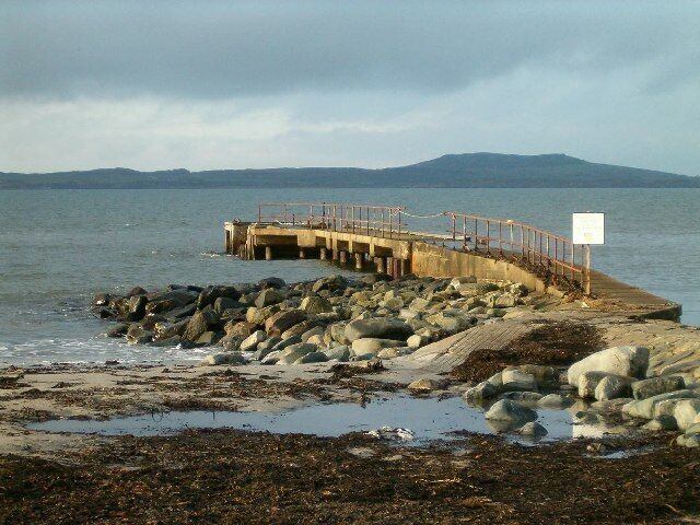 Old Pier at Ferry Farm, Tayinloan. Looking west towards the Isle of Gigha