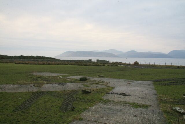 WWII Concrete arrow The isle of Arran in the background.