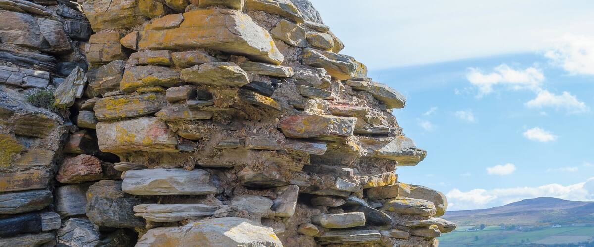 Walls of Castle Varrich near Tongue, Highland, Scotland