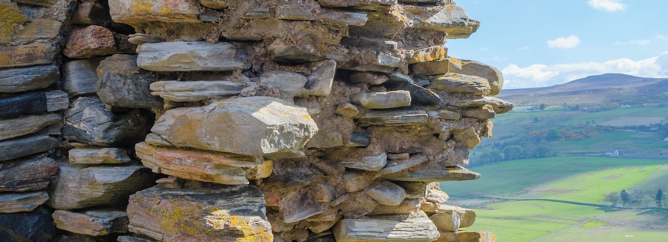 Walls of Castle Varrich near Tongue, Highland, Scotland