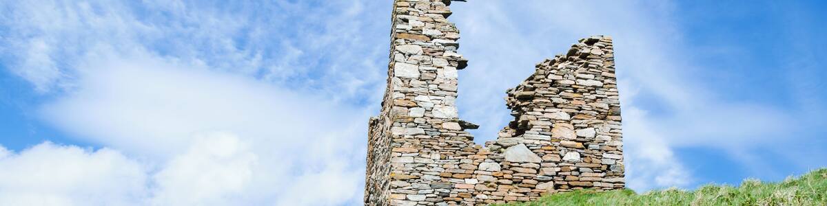 Remains of Castle Varrich near Tongue, Highland, Scotland