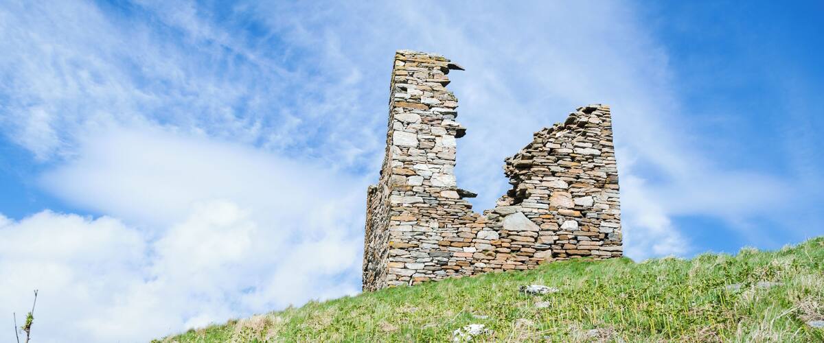 Remains of Castle Varrich near Tongue, Highland, Scotland