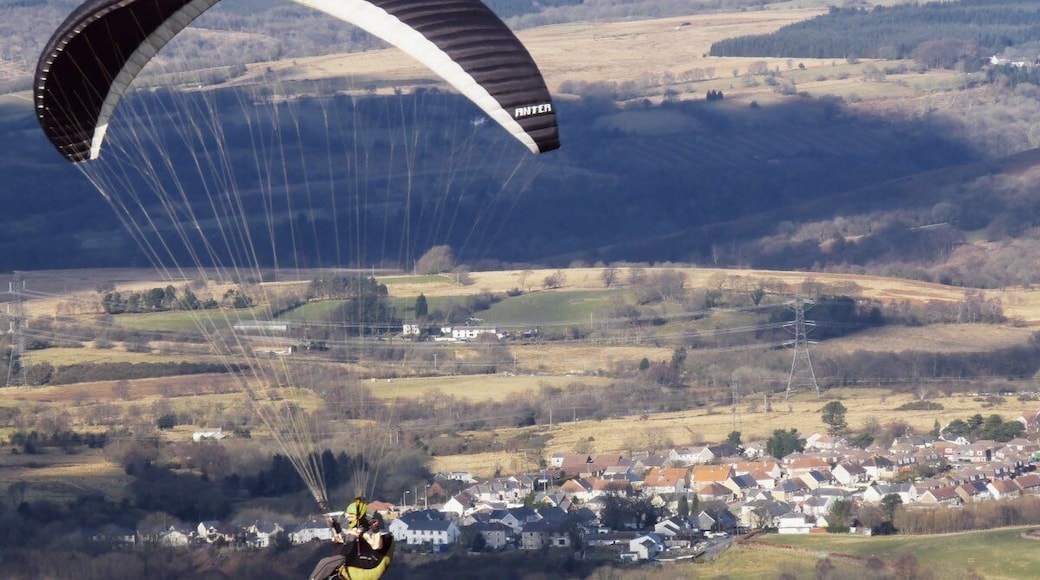 Paraglide off the mountain Paraglider is a very active sport in the hills and mountains of this part of Wales. Providing a great spectator sport for many at the wonderful viewpoints in the area. This was taken from the Rhigos viewing point near to Hirwaun.