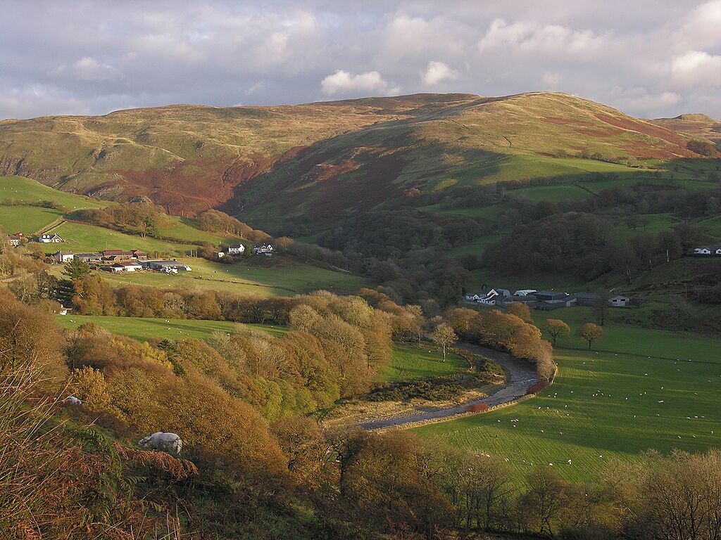 Cwm Ystwyth on an autumn evening A warm evening light has poked out from under the clouds and lit up the cwm.
