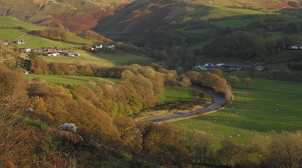 Cwm Ystwyth on an autumn evening A warm evening light has poked out from under the clouds and lit up the cwm.