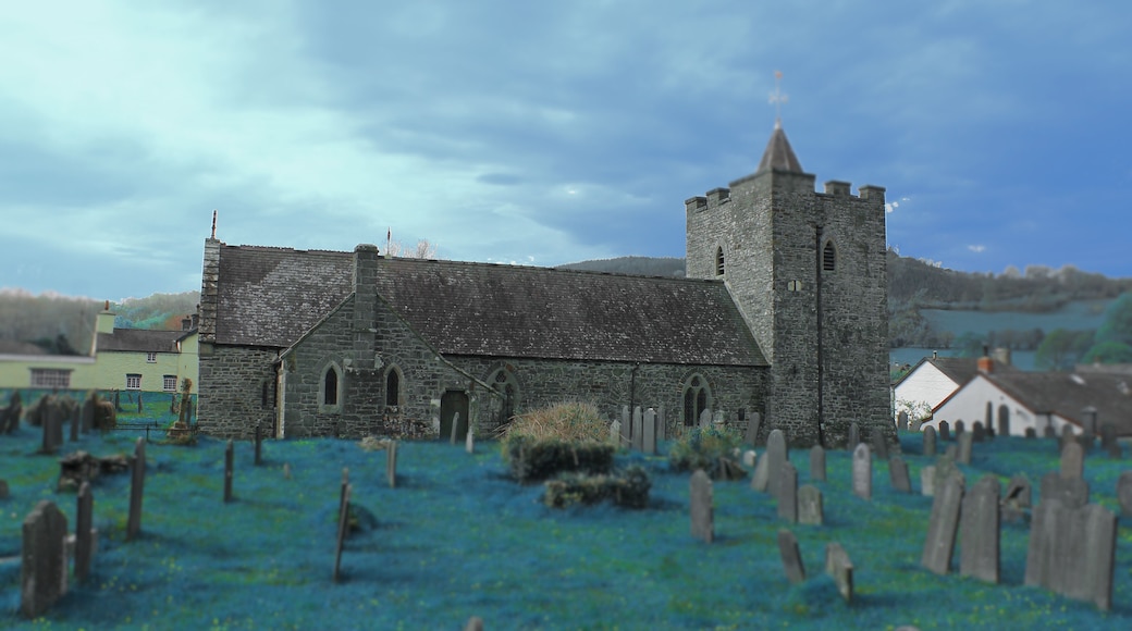 The Church o St Ilar ('st ilar'; old inncorrect name, kept only as historic record is St Hilary's Church). Grade II* listed building.
