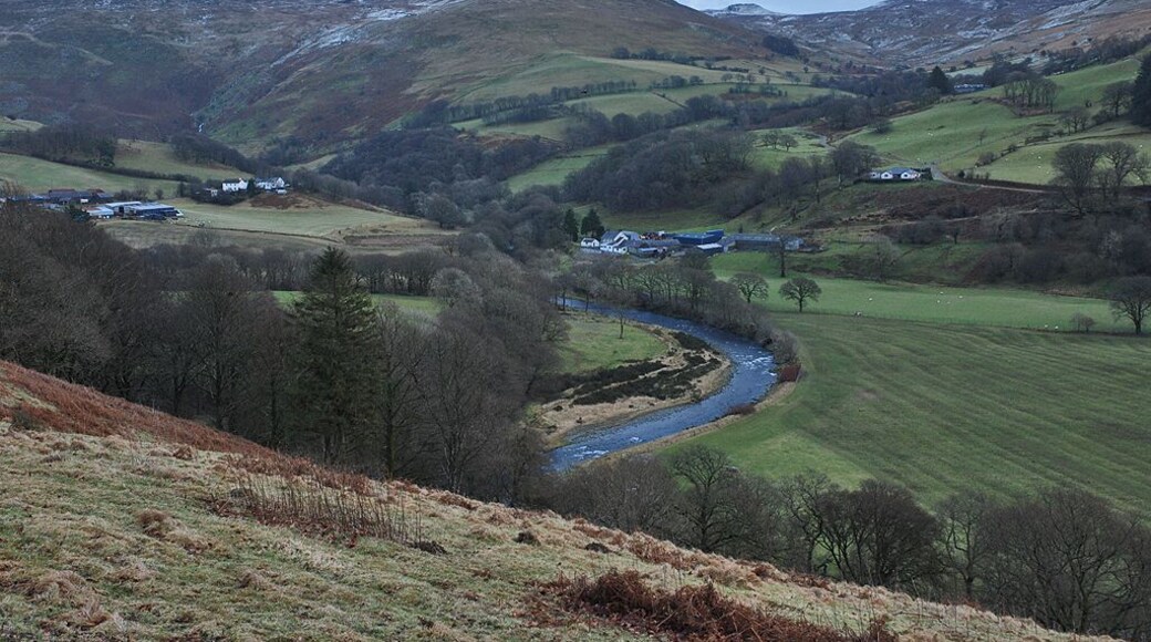 Cwm Ystwyth in January For the moment, a moderate if overcast day, although a dusting of snow appeared overnight and more may be on the way.